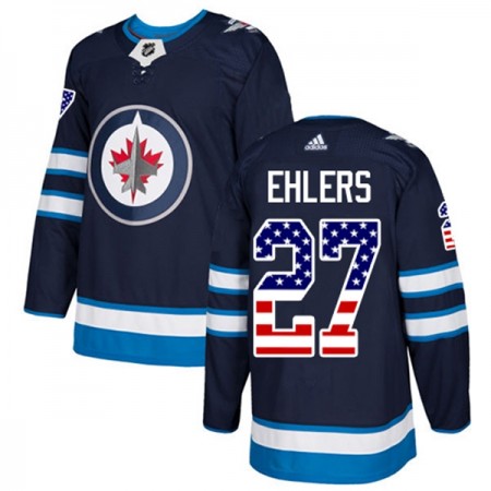 Miehille NHL Winnipeg Jets Pelipaita Nikolaj Ehlers 27 Adidas 2017-2018 Marine Sininen USA Flag Fashion Authentic